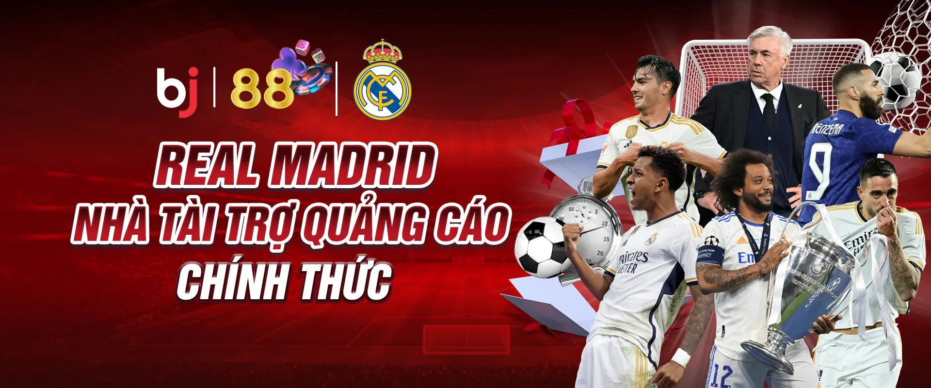 Bj88 và real madrid nhà tài trợ quảng cáo chính thức